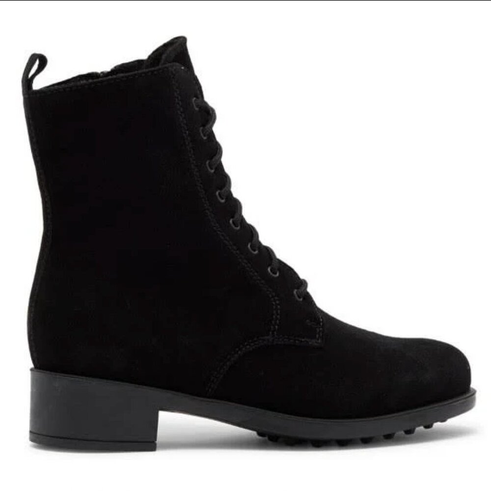 NWOT La Canadienne Size 9.5 Savanna Black Suede Waterproof Lace-up Ankle Boots